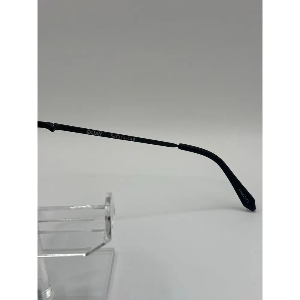 Quay High Key 126 Polarized Sunglasses Black Smoke Oversized Aviator 142